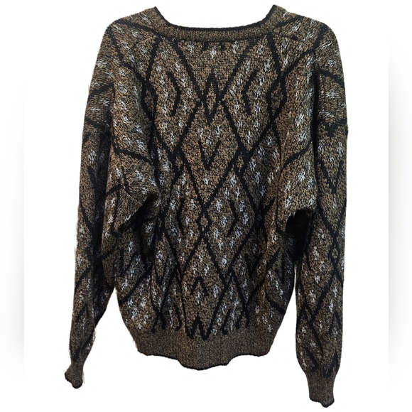 Wood Land Trail Button up Cardigan Mens Large Jacket Brown Multicolor diamond - Picture 9 of 10